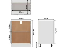 vidaXL Unterschrank Grau Sonoma 60x46x81,5 cm Holzwerkstoff