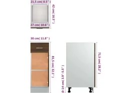 vidaXL Unterschrank mit Schublade Braun Eichen-Optik 30x46x81,5 cm