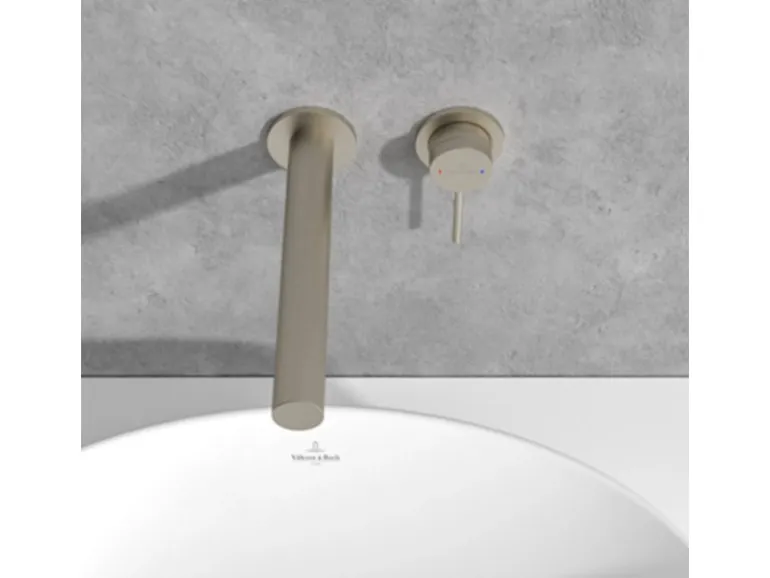 Villeroy & Boch Einhebel-Waschtischauslauf-Set Loop & Friends in Brushed Nickel Matt