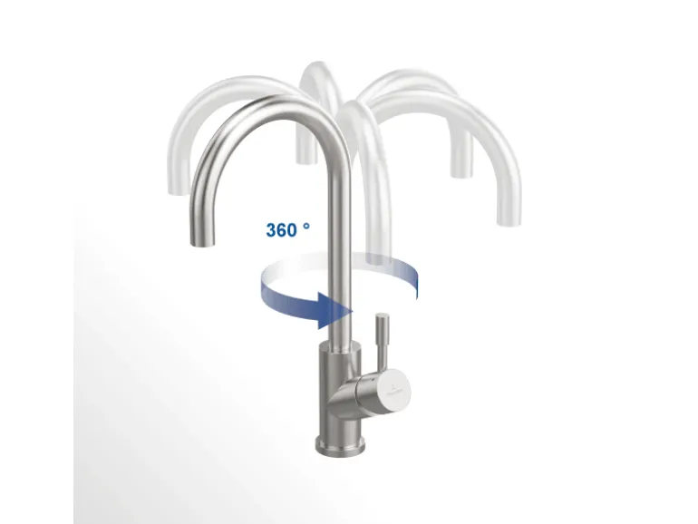 Villeroy & Boch Küchenarmatur Umbrella Flex Hochdruck-Armatur mit Ausziehbarer Brause Wassersparend Gold