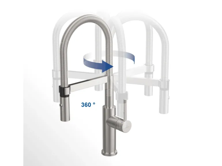 Villeroy & Boch Küchenarmatur Steel Expert Compact Hochdruck Armatur Umschaltfunktion Wassersparend Edelstahl Massiv