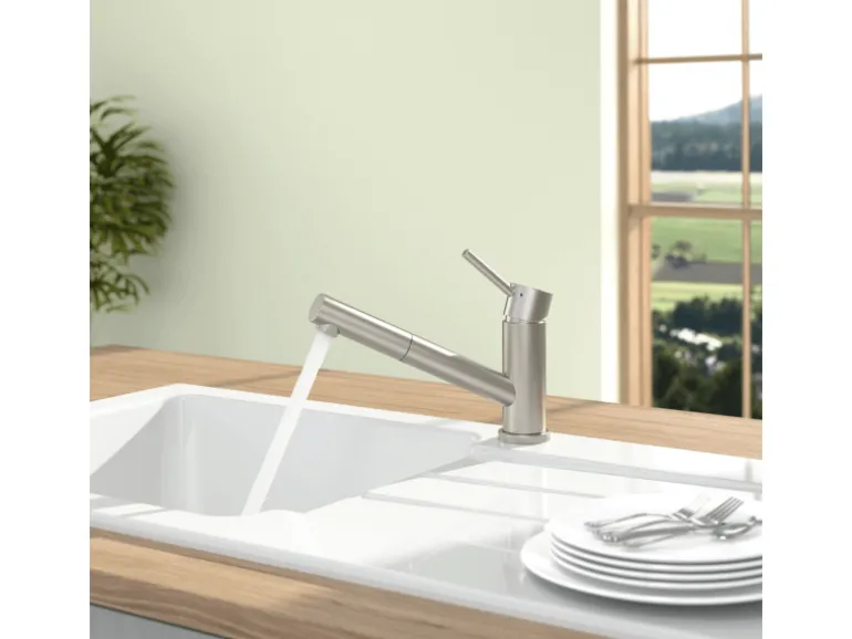 Villeroy & Boch Küchenarmatur Como Shower Hochdruck-Armatur Ausziehbare Brause Wassersparend Edelstahl Massiv