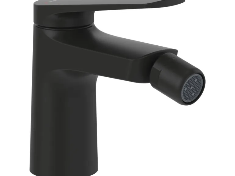Villeroy & Boch Oasis Einhebel-Bidetarmatur mit Zugstange Keramikkartusch Wassersparend Auslaufhöhe 73mm Rund Matt Black