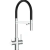 VIZIO 5 Wege Wasserhahn Küchenarmatur Edelstahl Massiv mit 360° Schwenkbarem Auslauf Abnehmbare 2 Strahl Handbrause Gebürstet   Schwarz