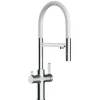 VIZIO 3 Wege Wasserhahn Küchenarmatur FC mit 360° Schwenkbarem Auslauf Abnehmbare 2 Strahl Handbrause Verchromt   Weiß