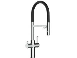 VIZIO 3 Wege Wasserhahn Küchenarmatur FC mit 360° Schwenkbarem Auslauf Abnehmbare 2 Strahl Handbrause Verchromt Schwarz