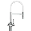 VIZIO 4 Wege Wasserhahn Küchenarmatur BOD mit 360° Schwenkbarem Auslauf Abnehmbare 2 Strahl Handbrause Verchromt   Weiß