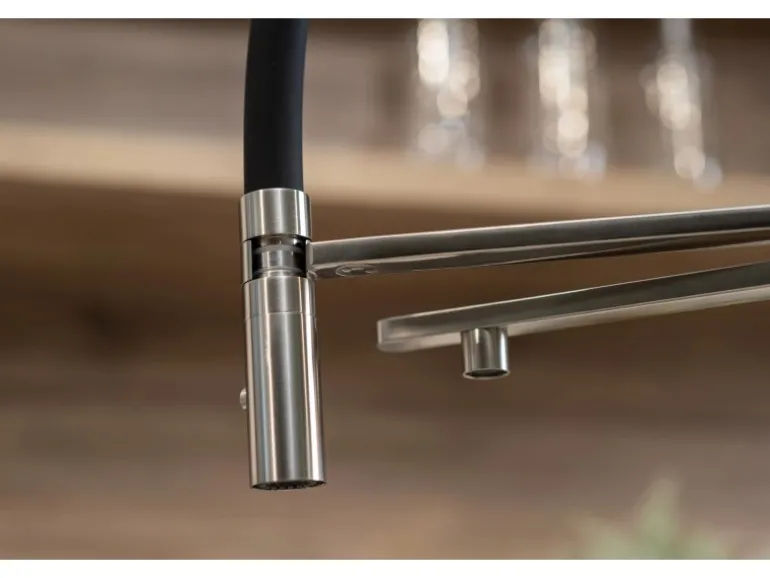 VIZIO 5 Wege Wasserhahn Küchenarmatur Edelstahl Massiv mit 360° Schwenkbarem Auslauf Abnehmbare 2 Strahl Handbrause Gebürstet Gelb