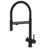 VIZIO 3 Wege Wasserhahn Küchenarmatur Edelstahl Massiv mit 360° Schwenkbarem Auslauf und Abnehmbare 2 Strahl Handbrause PVD Schwarz Matt