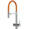 VIZIO 3 Wege Wasserhahn Küchenarmatur Edelstahl Massiv mit 360° Schwenkbarem Auslauf Abnehmbare 2 Strahl Handbrause Hochglanz   Orange