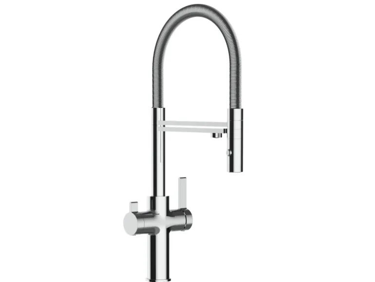 VIZIO 4 Wege Wasserhahn Küchenarmatur FC mit 360° Schwenkbarem Auslauf Abnehmbare 2 Strahl Handbrause Verchromt