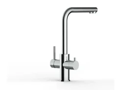 VIZIO 5 Wege Wasserhahn Küchenarmatur Edelstahl Massiv mit 360° Schwenkbarem L Auslauf Hochglanz Poliert