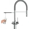 VIZIO 3 Wege Wasserhahn Küchenarmatur BOD mit 360° Schwenkbarem Auslauf Abnehmbare 2 Strahl Handbrause Verchromt