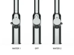 VIZIO 4 Wege Wasserhahn Küchenarmatur BOD mit 360° Schwenkbarem Auslauf Abnehmbare 2 Strahl Handbrause Verchromt Blau