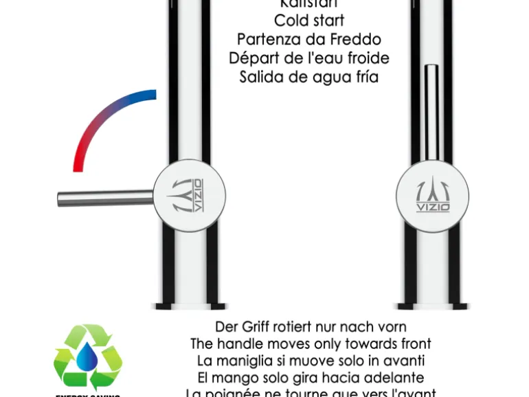 VIZIO 3 Wege Wasserhahn Küchenarmatur Edelstahl Massiv mit 360° Schwenkbarem U Auslauf Gebürstet