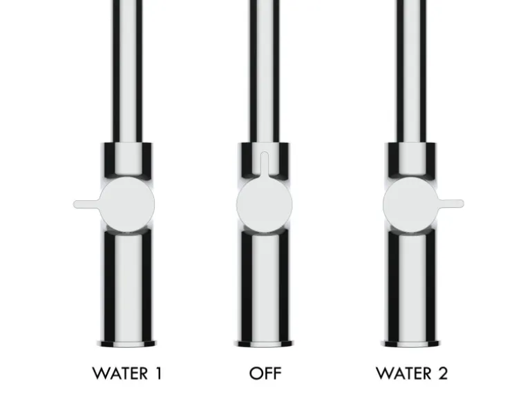 VIZIO 4 Wege Wasserhahn Küchenarmatur FC mit 360° Schwenkbarem Auslauf Abnehmbare 2 Strahl Handbrause Verchromt Rot