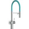 VIZIO 3 Wege Wasserhahn Küchenarmatur FC mit 360° Schwenkbarem Auslauf Abnehmbare 2 Strahl Handbrause Verchromt   Türkis