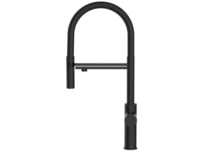 VIZIO 3 Wege Wasserhahn Küchenarmatur FC mit 360° Schwenkbarem Auslauf Abnehmbare 2 Strahl Handbrause Schwarz Matt Schwarz