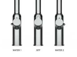 VIZIO 4 Wege Wasserhahn Küchenarmatur BOD mit 360° Schwenkbarem Auslauf Abnehmbare 2 Strahl Handbrause Schwarz Matt   Grau