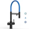 VIZIO 5 Wege Wasserhahn Küchenarmatur Edelstahl Massiv mit 360° Schwenkbarem Auslauf Abnehmbare 2 Strahl Handbrause PVD Schwarz Matt   Blau