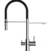 VIZIO 3 Wege Wasserhahn Küchenarmatur FL mit 360° Schwenkbarem Auslauf Abnehmbare 2 Strahl Handbrause Verchromt   Schwarz