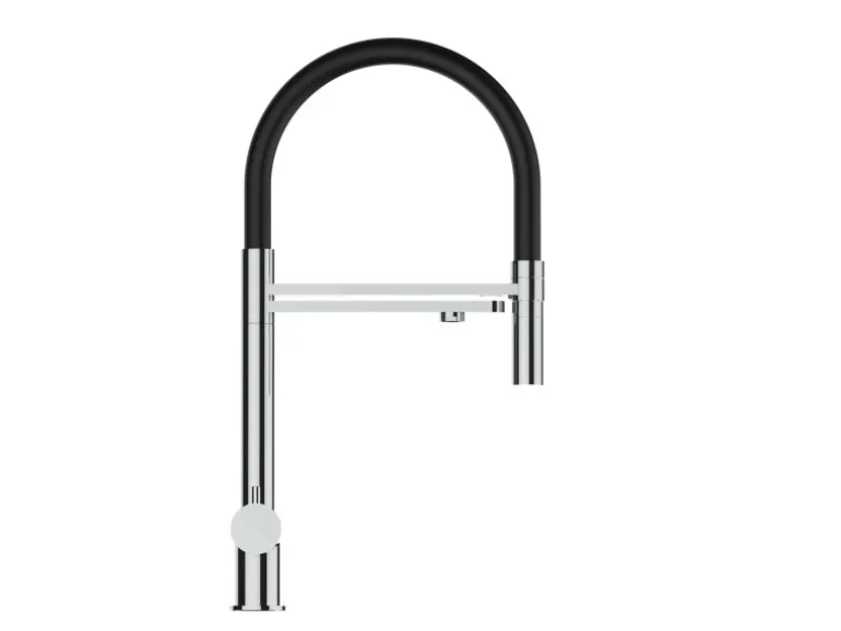 VIZIO 3 Wege Wasserhahn Küchenarmatur Edelstahl Massiv mit 360° Schwenkbarem Auslauf Abnehmbare 2 Strahl Handbrause Hochglanz Schwarz