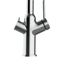 VIZIO 4 Wege Wasserhahn Küchenarmatur BOD mit 360° Schwenkbarem Auslauf Abnehmbare 2 Strahl Handbrause Verchromt Grau