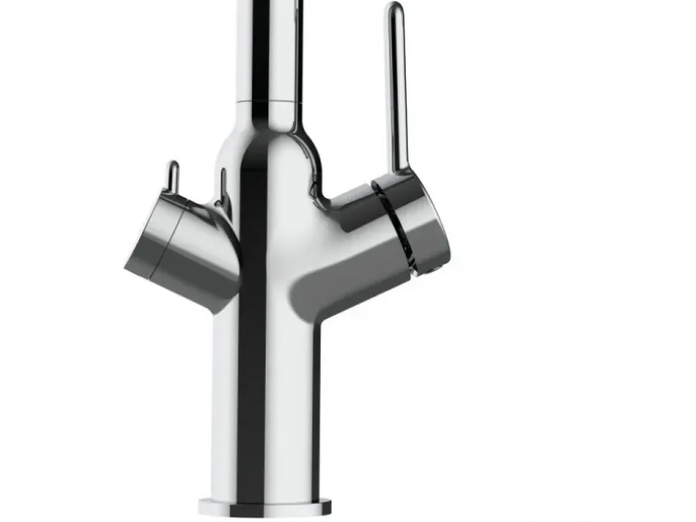VIZIO 4 Wege Wasserhahn Küchenarmatur BOD mit 360° Schwenkbarem Auslauf Abnehmbare 2 Strahl Handbrause Verchromt Grau
