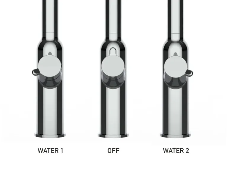 VIZIO 4 Wege Wasserhahn Küchenarmatur BOD mit 360° Schwenkbarem Auslauf Abnehmbare 2 Strahl Handbrause Verchromt Grau