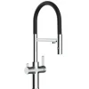 VIZIO 4 Wege Wasserhahn Küchenarmatur FC mit 360° Schwenkbarem Auslauf Abnehmbare 2 Strahl Handbrause Verchromt   Schwarz