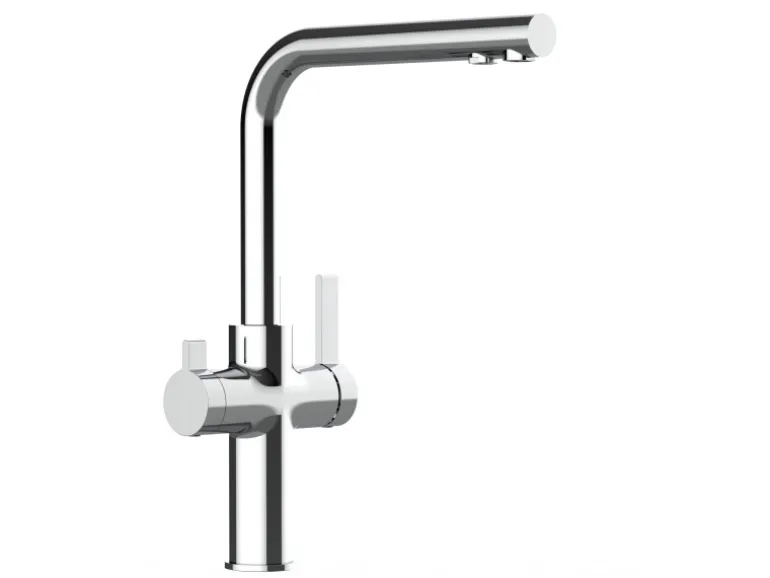 VIZIO 3 Wege Wasserhahn Küchenarmatur FC mit 360° Schwenkbarem L Auslauf Verchromt