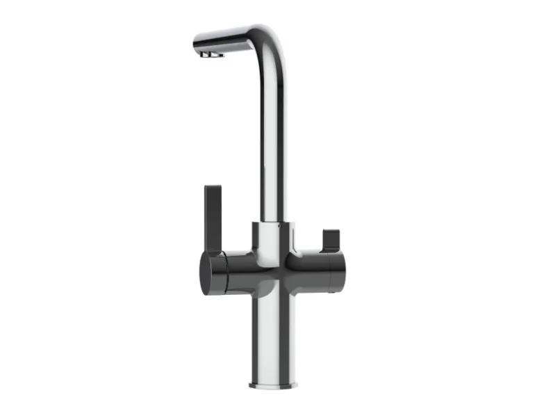 VIZIO 3 Wege Wasserhahn Küchenarmatur FC mit 360° Schwenkbarem L Auslauf Verchromt