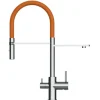 VIZIO 3 Wege Wasserhahn Küchenarmatur FL mit 360° Schwenkbarem Auslauf Abnehmbare 2 Strahl Handbrause Verchromt   Orange