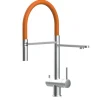 VIZIO 3 Wege Wasserhahn Küchenarmatur Edelstahl Massiv mit 360° Schwenkbarem Auslauf Abnehmbare 2 Strahl Handbrause Gebürstet   Orange