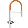 VIZIO 3 Wege Wasserhahn Küchenarmatur BOD mit 360° Schwenkbarem Auslauf Abnehmbare 2 Strahl Handbrause Verchromt   Orange