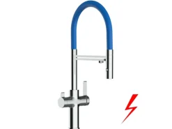 VIZIO NIEDERDRUCK 3 Wege Wasserhahn Küchenarmatur FC mit 360° Schwenkbarem Auslauf Abnehmbare 2 Strahl Handbrause Verchromt Blau