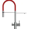 VIZIO NIEDERDRUCK 3 Wege Wasserhahn Küchenarmatur FL mit 360° Schwenkbarem Auslauf Abnehmbare 2 Strahl Handbrause Verchromt   Rot