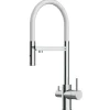 VIZIO NIEDERDRUCK 3 Wege Wasserhahn Küchenarmatur FL mit 360° Schwenkbarem Auslauf Abnehmbare 2 Strahl Handbrause Verchromt   Weiß