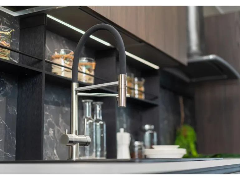 VIZIO NIEDERDRUCK 3 Wege Wasserhahn Küchenarmatur Edelstahl Massiv mit 360° Schwenkbarem Auslauf Abnehmbare 2 Strahl Handbrause Gebürstet Weiß