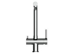 VIZIO NIEDERDRUCK 3 Wege Wasserhahn Küchenarmatur Edelstahl Massiv 360° Schwenkbarem L Auslauf Hochglanz Poliert