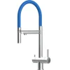 VIZIO NIEDERDRUCK 3 Wege Wasserhahn Küchenarmatur Edelstahl Massiv mit 360° Schwenkbarem Auslauf Abnehmbare 2 Strahl Handbrause Gebürstet   Blau