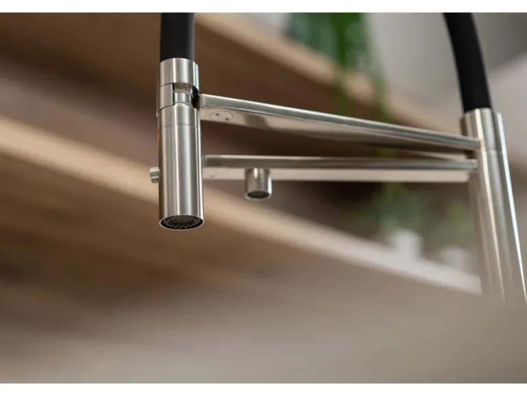 VIZIO NIEDERDRUCK 3 Wege Wasserhahn Küchenarmatur Edelstahl Massiv mit 360° Schwenkbarem Auslauf Abnehmbare 2 Strahl Handbrause Gebürstet Blau