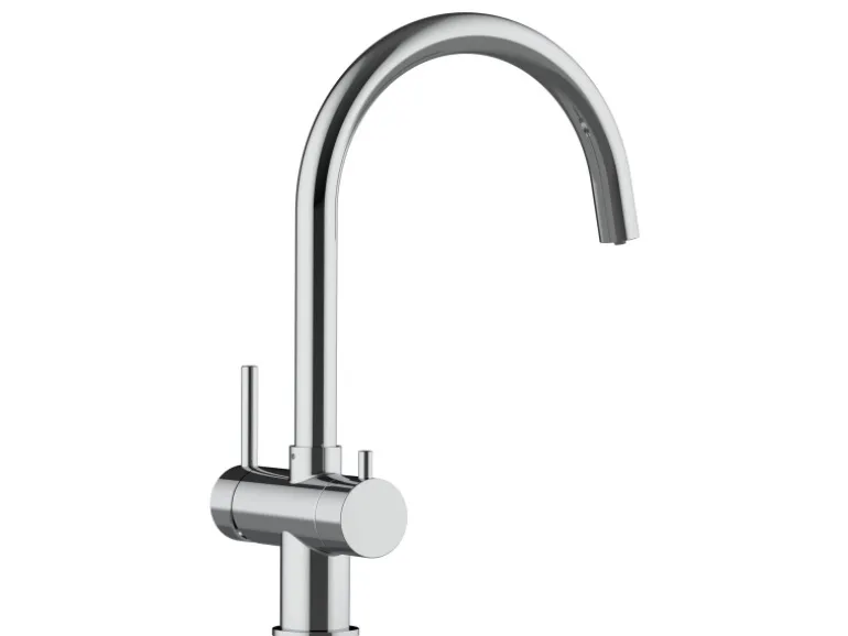 VIZIO NIEDERDRUCK 3 Wege Wasserhahn Küchenarmatur Edelstahl Massiv 360° Schwenkbarem U Auslauf Hochglanz Poliert