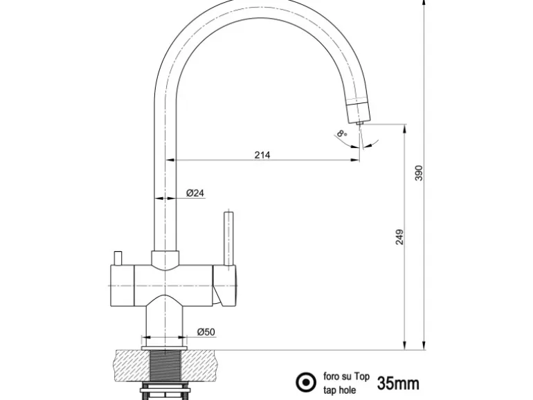 VIZIO NIEDERDRUCK 3 Wege Wasserhahn Küchenarmatur Edelstahl Massiv 360° Schwenkbarem U Auslauf Hochglanz Poliert