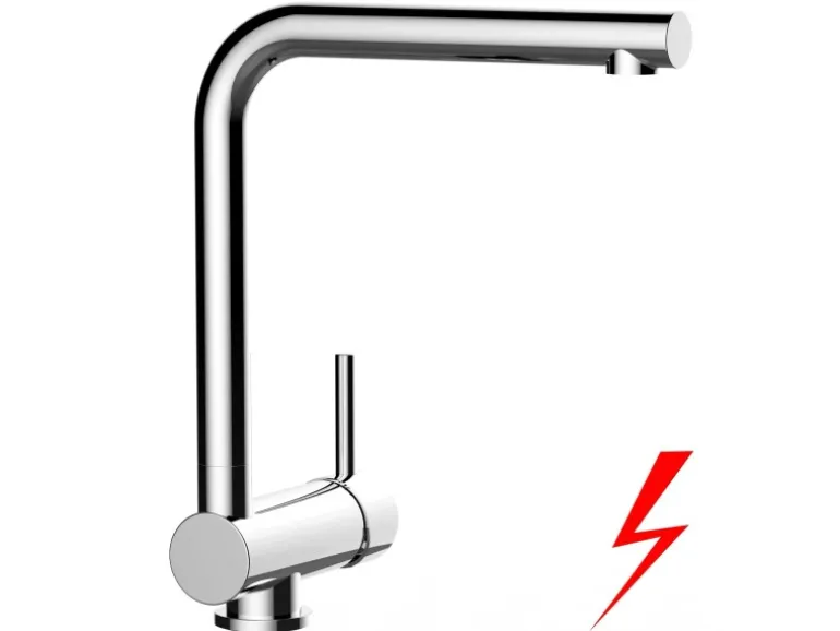 VIZIO Niederdruck Wasserhahn Vorfenster Küchenarmatur Umklappbar 6 CM mit 360° Schwenkbarem L Auslauf Verchromt