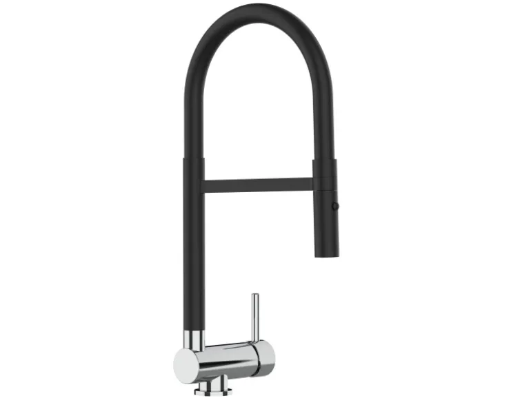 VIZIO NIEDERDRUCK Wasserhahn Vorfenster Küchenarmatur Umklappbar 6 CM 360° Schwenkbarem Auslauf Abnehmbare 2 Strahl Brause Chrom Schwarz Matt