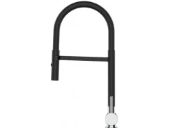 VIZIO NIEDERDRUCK Wasserhahn Vorfenster Küchenarmatur Umklappbar 6 CM 360° Schwenkbarem Auslauf Abnehmbare 2 Strahl Brause Chrom Schwarz Matt