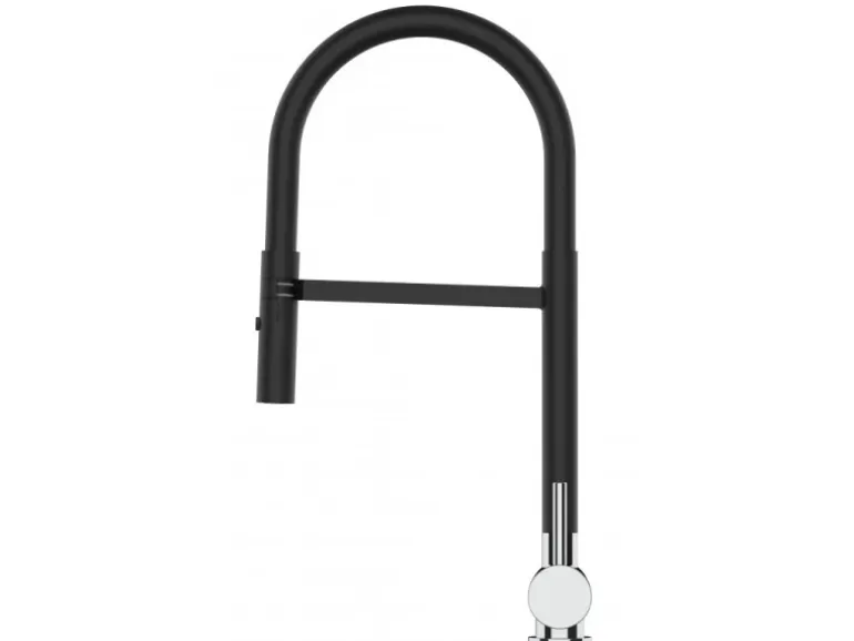 VIZIO NIEDERDRUCK Wasserhahn Vorfenster Küchenarmatur Umklappbar 6 CM 360° Schwenkbarem Auslauf Abnehmbare 2 Strahl Brause Chrom Schwarz Matt