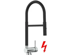 VIZIO NIEDERDRUCK Wasserhahn Vorfenster Küchenarmatur Umklappbar 6 CM 360° Schwenkbarem Auslauf Abnehmbare 2 Strahl Brause Chrom Schwarz Matt
