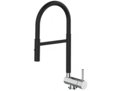 VIZIO NIEDERDRUCK Wasserhahn Vorfenster Küchenarmatur Umklappbar 6 CM 360° Schwenkbarem Auslauf Abnehmbare 2 Strahl Brause Chrom Schwarz Matt